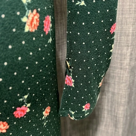NWT Free People Celia Green Polka Dot & Floral Print Long Sleeve Mini Dress XS - Picture 10 of 11